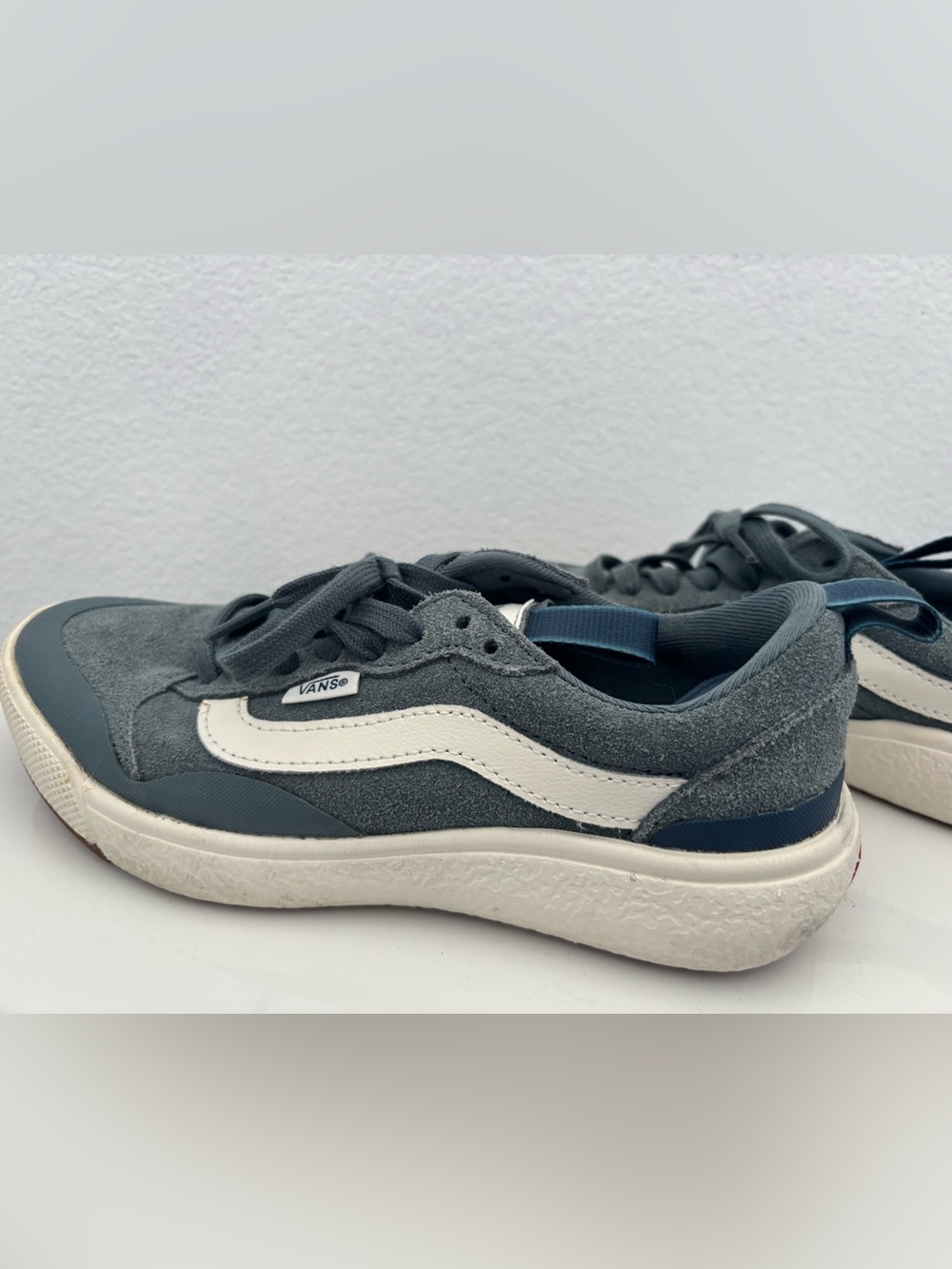 Vans Women’s Blue Suede Sneakers with White Side Stripe